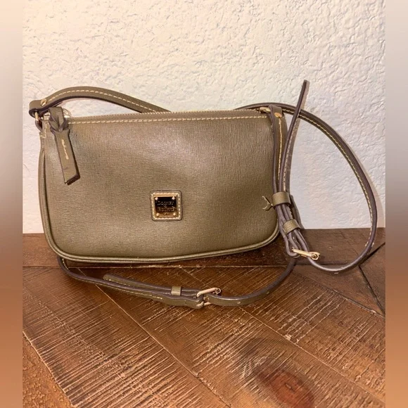 Dooney & Bourke Olive Saffiano Leather Crossbody Wristlet Bag - Picture 2 of 5
